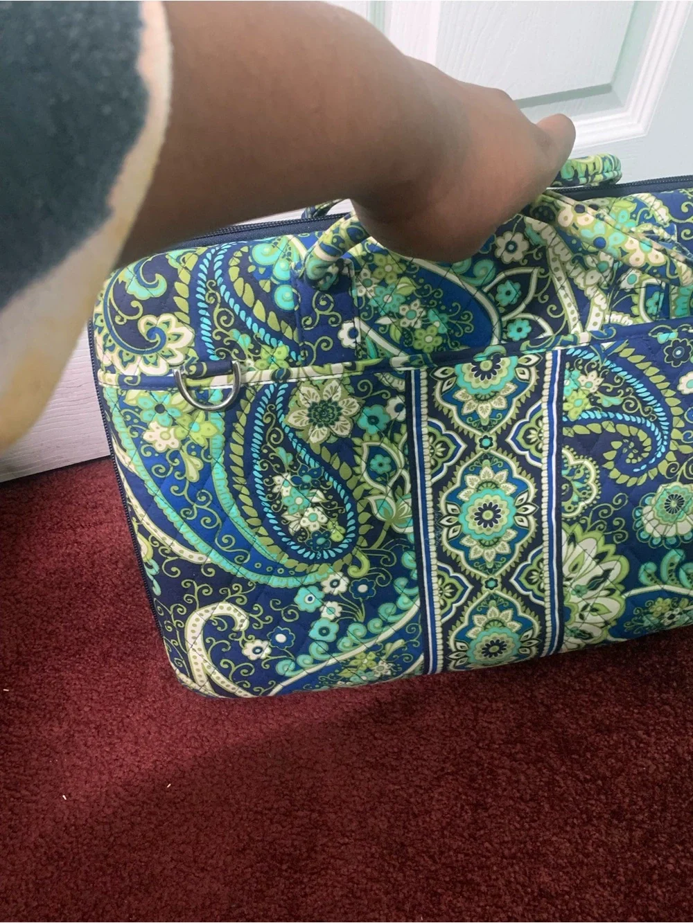 Vera Bradley Navy, Green & Turquoise Paisley Quilted Shoulder Bag